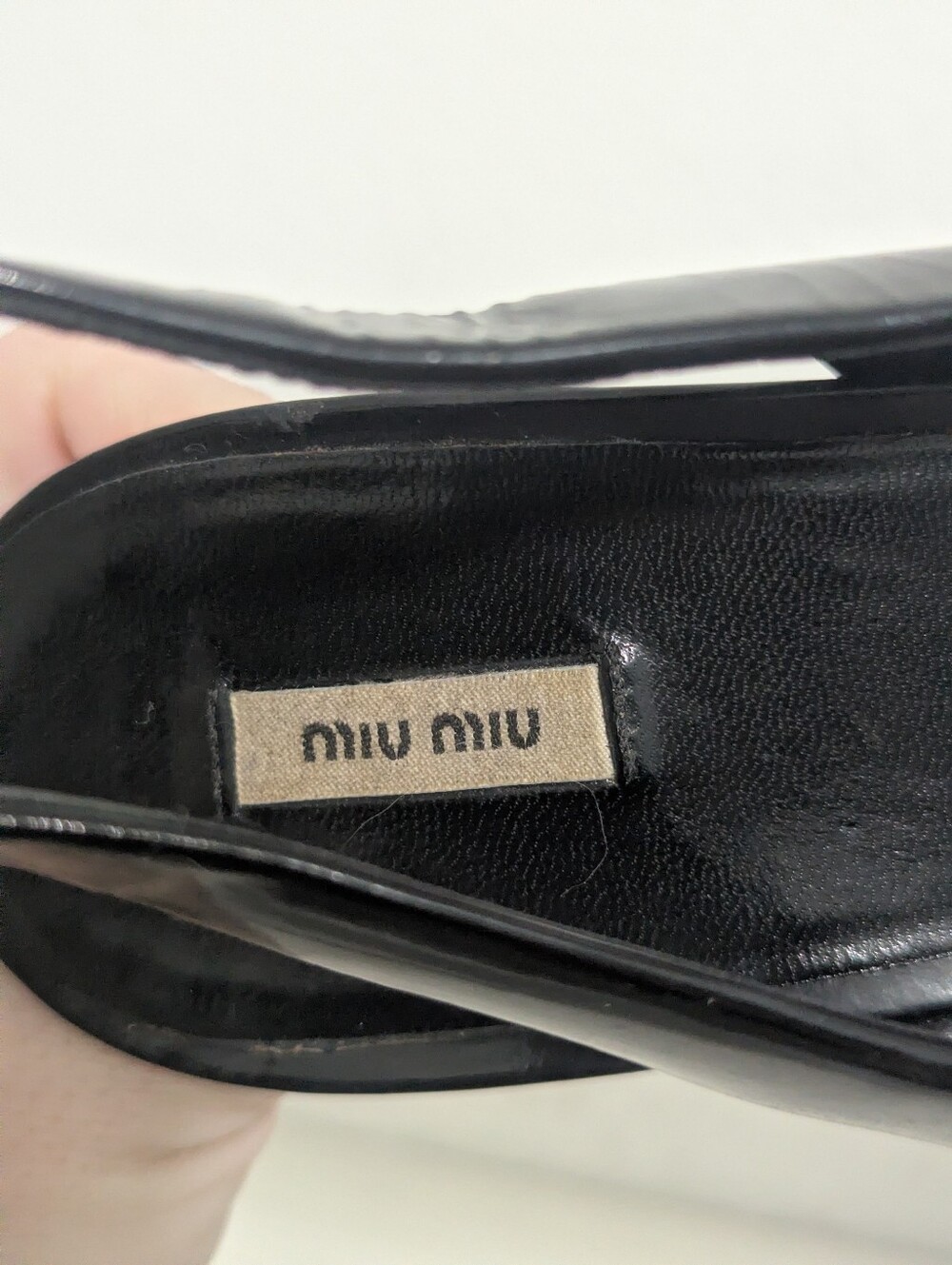Vintage Miu Miu Black Patent Leather Slingback Wedge - Picture 6 of 9